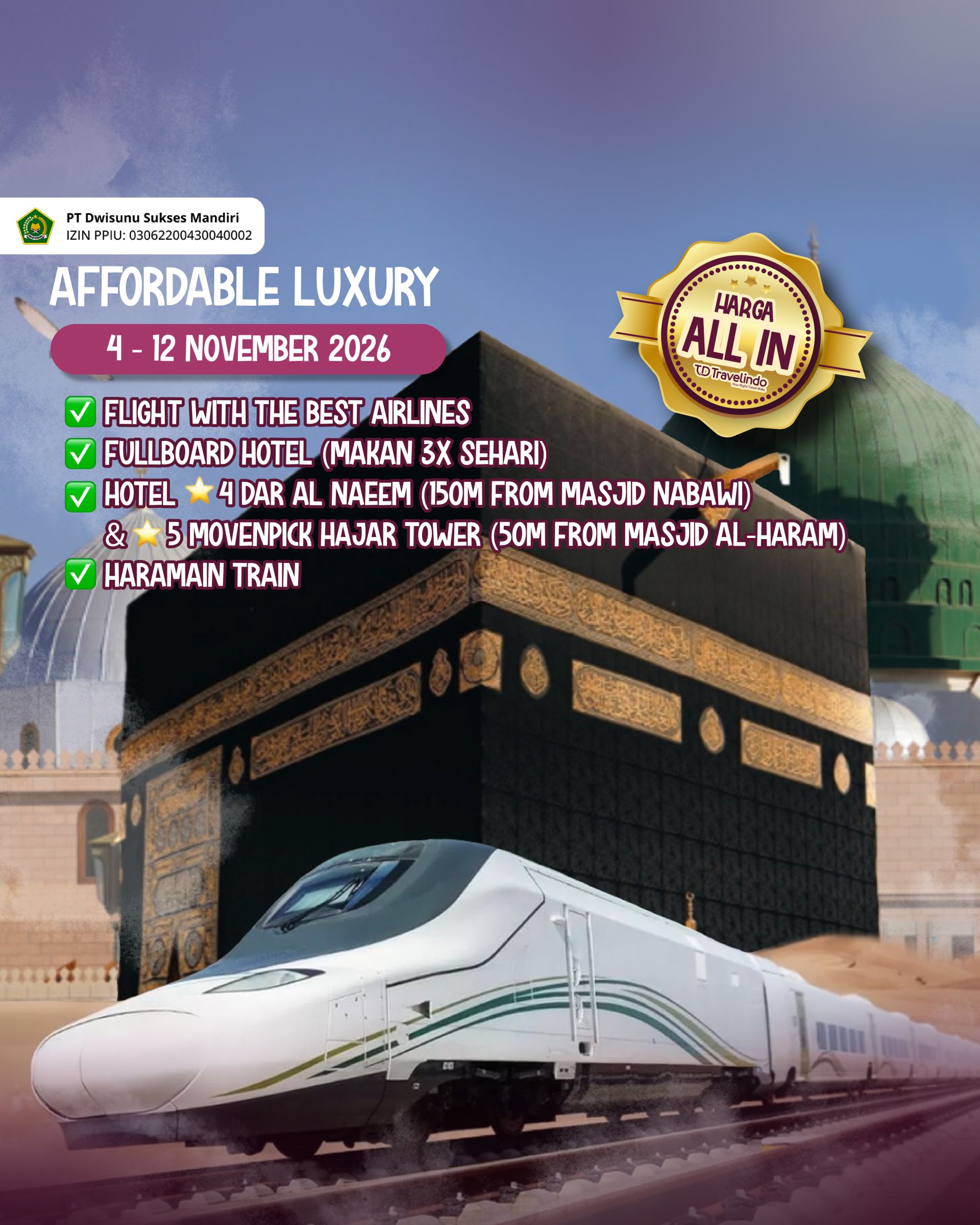 Affordable Luxury UMROH MILLENNIAL [4 - 12 November 2026]